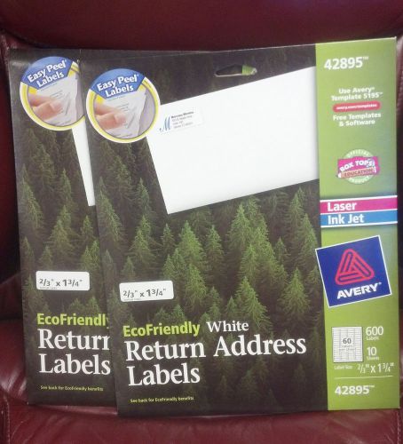 Return Address Labels Avery 42895  2/3 x 1 3/4  2 pks 600 per pack 1200 Labels