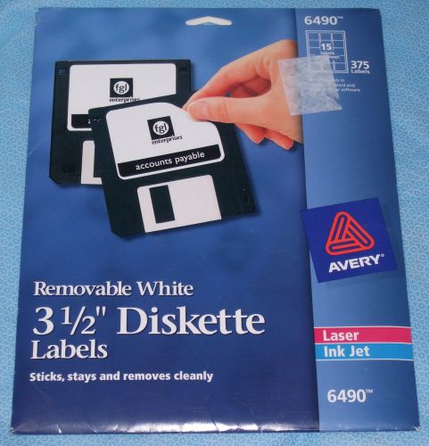 Avery 6490 Removable 3 1/2 &#034; Diskette Labels - White - 360 labels - Laser / Inkjet