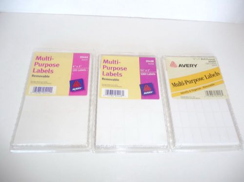 Avery Multi-Purpose Labels Removable 3 Pkgs. 1/2 x 1, 3/4 x 1, 4 x 2