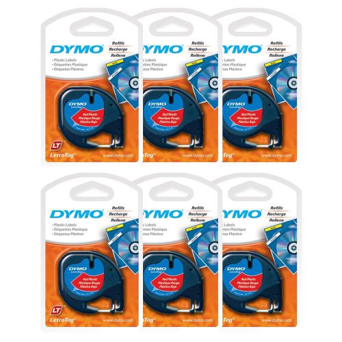 6PK Dymo 91333 LetraTag Cosmic RED Label Refill Tapes Letra Tag PLUS LT &amp; XR NEW