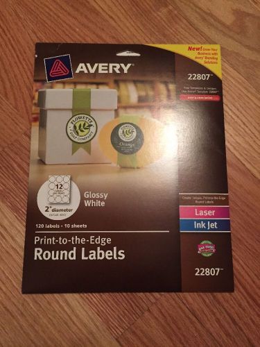 Avery Round Label 22807 120 Lables 2&#034; Diameter Glossy White Laser Ink Jet