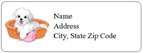 30 Personalized Cute Dog Return Address Labels Gift Favor Tags (dd62)