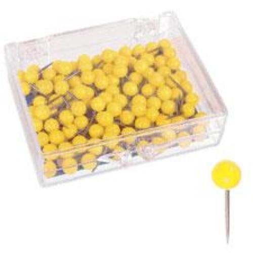 Moore Medium Round-Head Map Tacks Yellow 100 Count