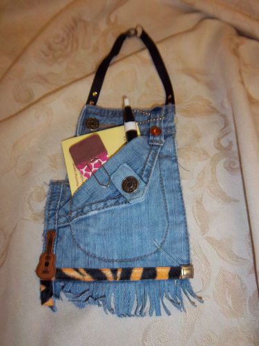 Handmade denim jean pocket design hang on a hook to hold stuff cell phones keys for sale