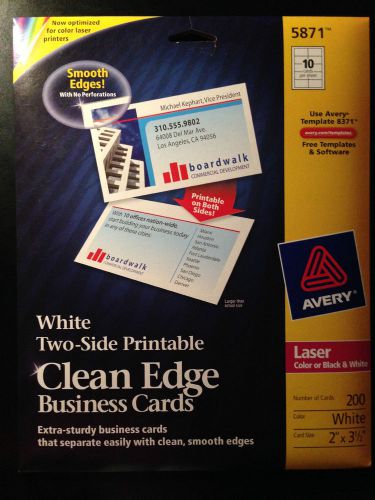 Avery 5871 Clean Edge 2-Side Printable White Business Cards 2x3.5 Laser NEW
