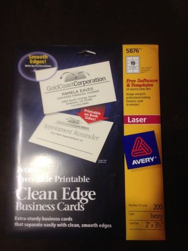 Avery 5876 Clean Edge 2-Side Printable Ivory Business Cards 2x3.5 Laser NEW