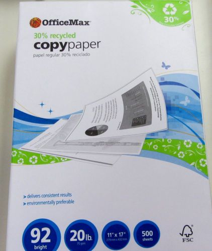 Office Max Multipurpose Copy Paper 92 Bright 500 Sheets 11&#034; x 17&#034; 20 lb