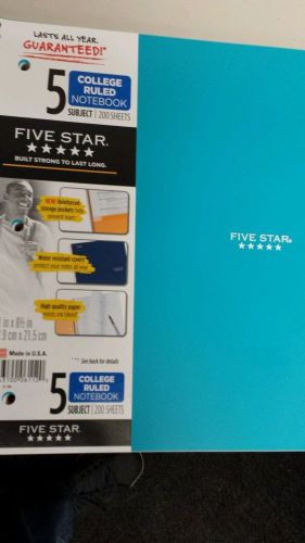 FIVE STAR  Wirebound Notebooks, College rule 8 1/2 x 11,5 Subject 200 Sheets