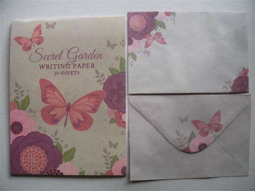 Writing Set New Note Pad Paper &amp; Matching Envelopes Stationery Set Secret Garden