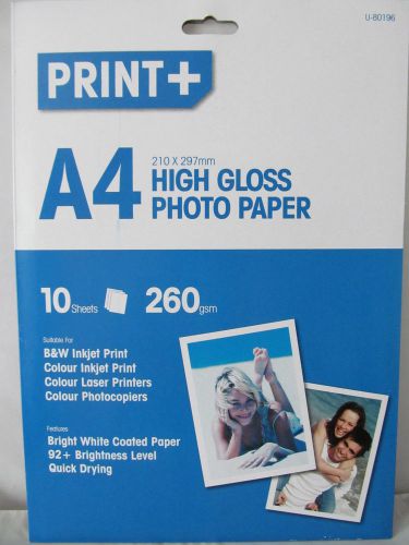 10 sheets a/4  210 x 297mm high gloss photo paper 260gsm for sale