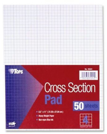 Cross section pad pad squares/inch quadrille rule letter size white pad for sale