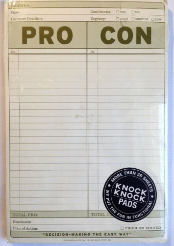 KNOCK-KNOCK PADS ~ PROS &amp; CONS PAD ~ MORE THAN 59 SHEETS