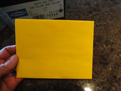 NEW! 50 Premium Invitation A2 Envelopes 4 3/8&#034; x 5 3/4&#034; Bright Sun Yellow 60 lb