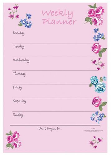 A4 Weekly Planner Pink Ditsy Floral Design Tear Off Planner