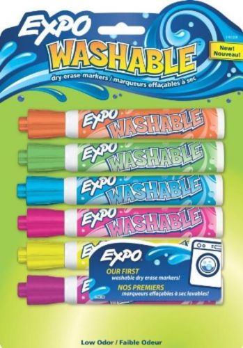 NEW Washable Dry Erase Markers, Bullet Tip, Assorted Colors, Set of 6
