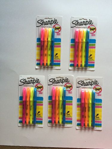 5-4 Pack Sharpie Narrow Chisel Tip Highlighters w/Smear Guard (20 Total)