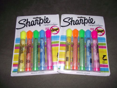 NEW 10 Sharpie Chisel Highlighters Assorted Colors w/ Smear Guard
