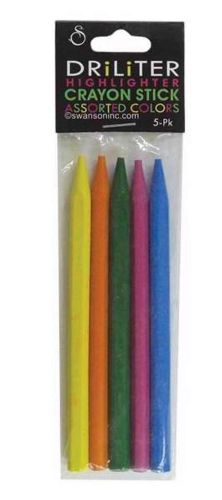 Highlighter DRiLiTER Mini 5 Asst Colors Crayon Wax Style 041354 ***