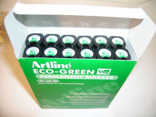 Artline EK-199US Eco-Green Permanent Black Marker Box of 1 dozen Made in Japan