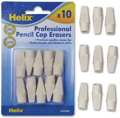 Hi Polymer Professional Pencil Cap Erasers White 10 Pack 37360