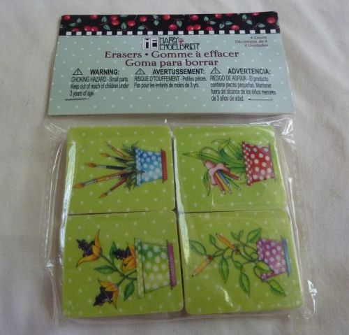 Mary Engelbreit Ink 4-pack erasers, potted plants and art supplies