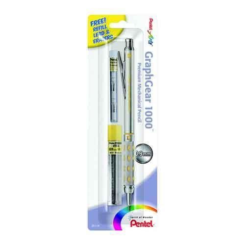 Pentel GraphGear 1000 Mechanical Pencil 0.9mm Yellow Accents