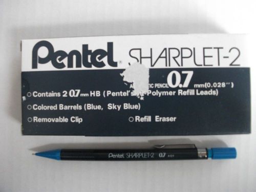 Box of 12 Pentel Sharplet-2 Mechanical Pencils .7mm  Blue, eraser, extra lead