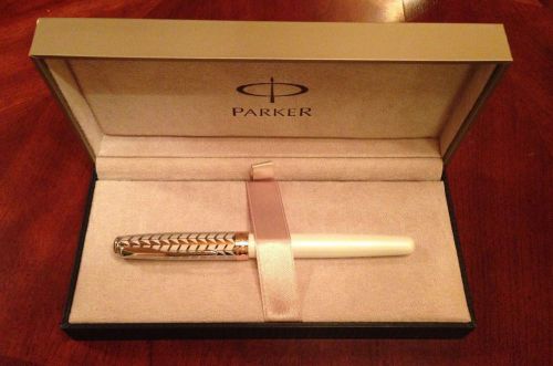 Parker Sonnet Rollerball Pen Metallic Pearl with Chrome Trim, New in Gift Box