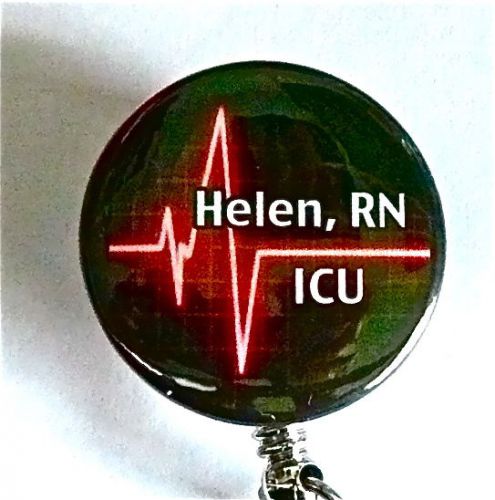 ICU HEART BEAT ID BADGE REEL RETRACTABLE,NURSE,DOCTOR,TECH,MEDICAL UNITS,