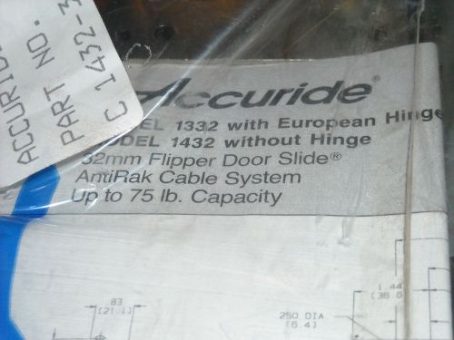 New Accuride Flipper Door Slide Model #1432 Product #C 1432-393MMD 28&#034; 75lb Max