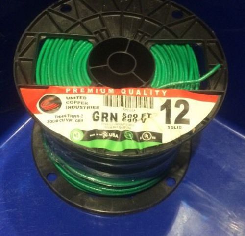 GREEN WIRE THHN SOLID #12 500&#039; ROLL