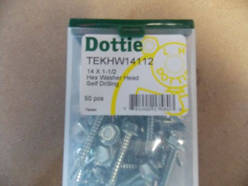 Tekhw14112 l.h. dottie hex wash head self drilling screw; 14x1-1/2&#034;; box (50ct.) for sale