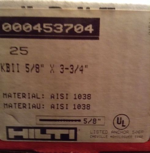 New in box hilti kwik bolt ii concrete anchor expansion bolt 5/8&#034; x 3 3/4&#034; for sale