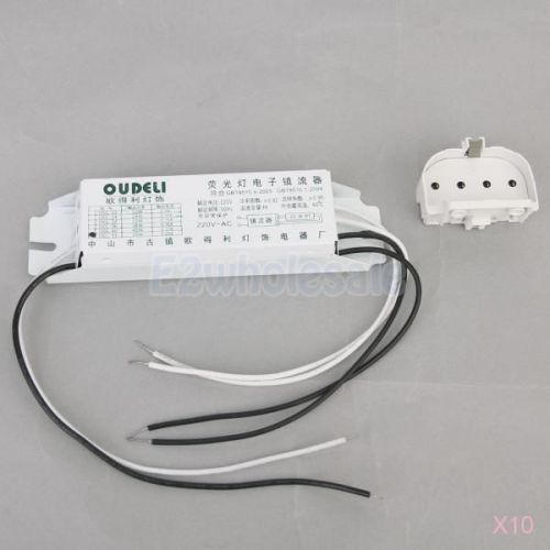 10x AC180-250V Input Fluorescent Electronic Ballasts with Lamp Socket YZ-55A 55W