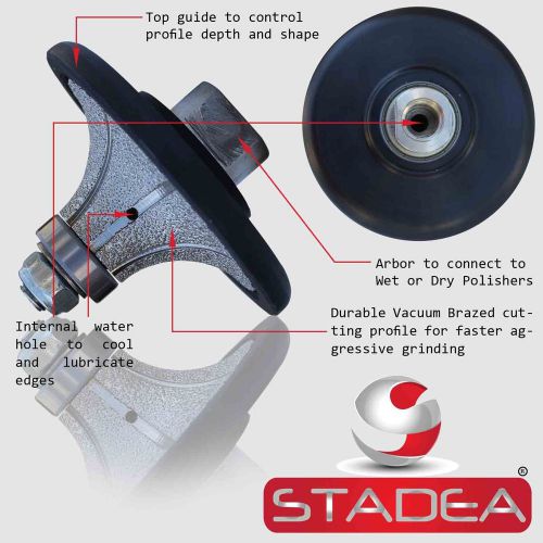 STADEA Vacuum Brazed Diamond Profile Wheel 1&#034; Radius B25 Concrete Granite Marble