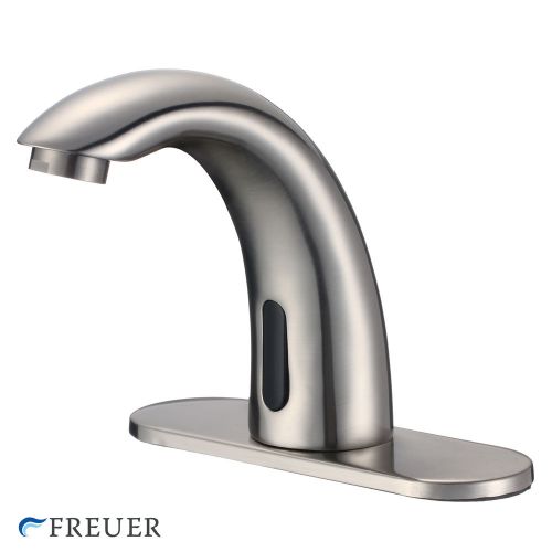 Brushed Nickel Touchless Commercial Bathroom Sink Faucet Hands Free Tap