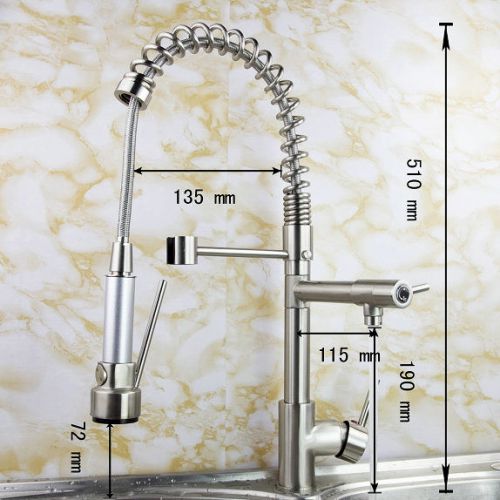 Fashion pull out spray kitchen faucet tap in brushed nickel finish free shipping for sale