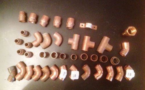 40 ASSORTED  - 5/8 INCH COPPER FITTINGS, ELBOWS TEES COUPLINGS ADAPTERS - NEW!!