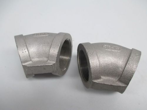 Lot 2 new asp 316-1-1/2  elbow pipe fitting 1-1/2in 45 deg stainless d240596 for sale