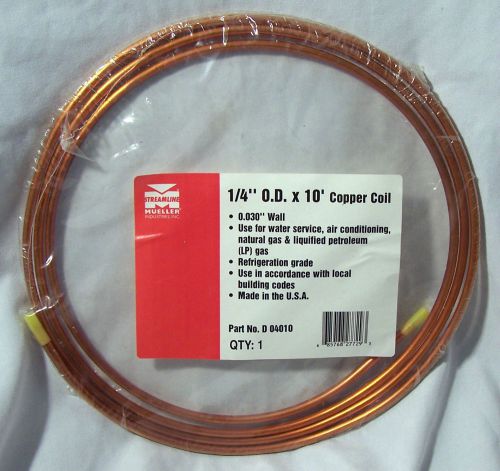 1/4&#034; o d x 10&#039; copper coil by streamline - mueller ind. refrigeration for sale
