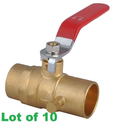 (10) quarter turn 3/4&#034; c x 3/4&#034; c sweat brass ball valve with drain for sale