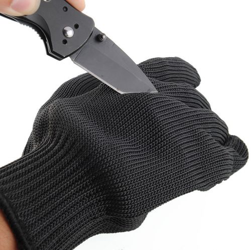 1 Pair Black Stainless Steel Wire Safety Works Anti-Slash Cut Resistance Gloves