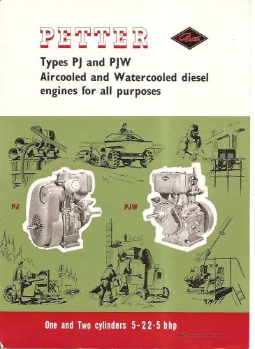Equipment brochure - petter - pj pjw - one two cylinder engine - c1965 (e1686) for sale
