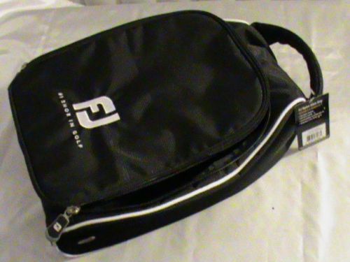 FJ NWT nylon golf shoe bag carrying case soft handle zipper black 5 x 10 x 15&#034;