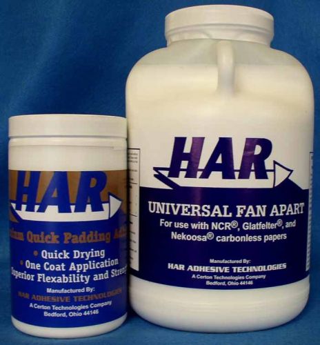FAN APART GLUE FOR CARBONLESS PAPERS 1 GAL. PLUS 1 QUART WHITE PADDING COMPOUND