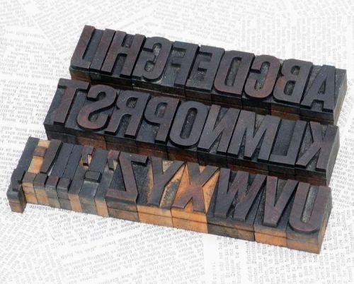 A-Z alphabet 1.42&#034; letterpress wooden printing blocks wood type Vintage letters