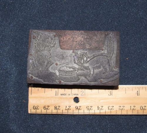 Vintage Antique printing Press Block, Veterinarian Dr Powell, Cat and Dog