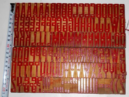 125 piece vintage letterpress wood wooden type printing blocks 35mm for sale