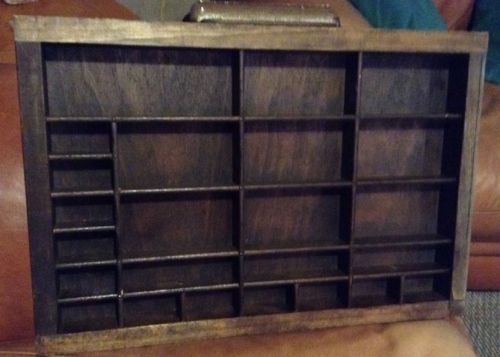 Printer&#039;s Tray Or Type Case Wood End Section Stained With HAMILTON Handle