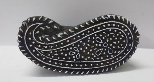 WOODEN HAND CARVED TEXTILE PRINTING ON FABRIC BLOCK STAMP DOTTED PAISLEY PATTERN